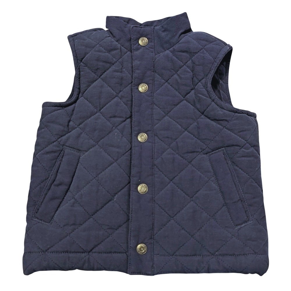 Janie and Jack Navy Blue Quilted Snap Front Vest 6-12 Months